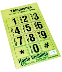 Bright stickers with telephone numbers to be applied to telephone numbers